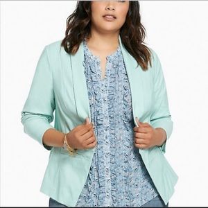 Torrid Size 1 Turquoise Stretch Cut Way Blazer